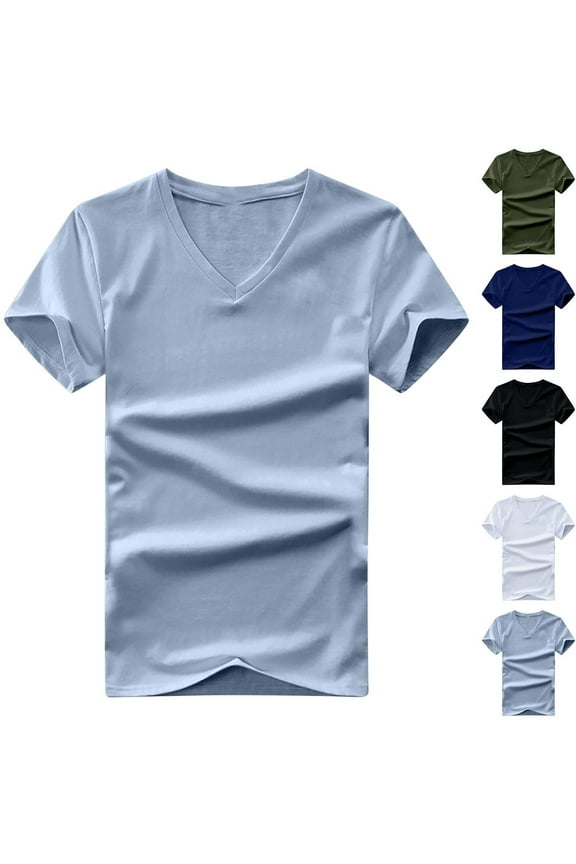 Mens V Neck T Shirt Cotton Short Sleeve Soft Fitted Tees Casual Stylish Tshirts Big and Tall Gray,4XL
