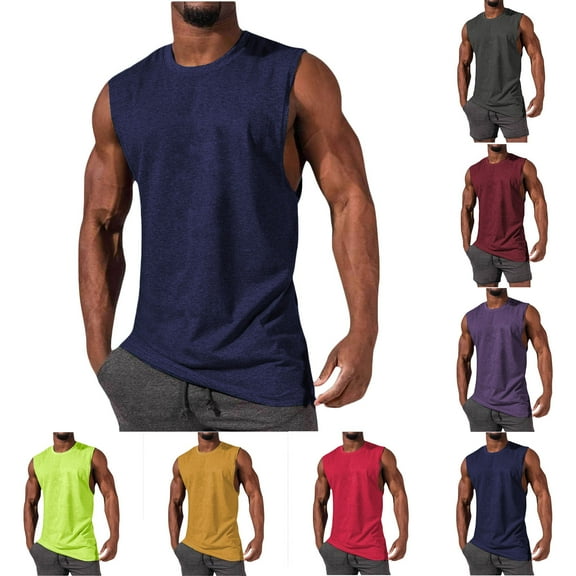 BXINGOHAI Mens Workout Tank Top Gym Muscle Fitness Running Hawaiian Beach Sleeveless Shirts Today Green,S