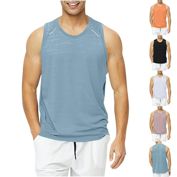 BXINGOHAI Mens Workout Tank Top Mesh Sleeveless Shirts Gym Bodybuilding Fitness Muscle T Shirt Athletic Tank Tops Sale Orange,L