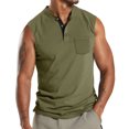 thumbnail image 1 of BXINGOHAI Mens Workout Tank Tops Summer Gym Muscle Ribbed Sleeveless Henley Shirt Casual Knitted Slim Fit Beach Tee Today Army Green,XXXL, 1 of 5