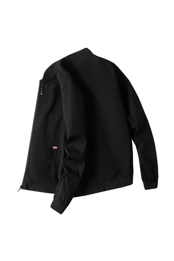 Mens jackets Lightweight Spring fall Jacket Comfortable full zip long sleeve jacket Casual Bomber Coat with pockets Today Black,XXXL