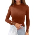 thumbnail image 1 of BXINGOHAI Mock Turtle Necks Sweaters for Women Slim Fit Long Sleeve Knit Sweater Solid Basic Shirts 2024 Fashion Fall Top With Button Sale Brown,M, 1 of 5