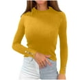 thumbnail image 1 of BXINGOHAI Mock Turtle Necks Sweaters for Women Slim Fit Long Sleeve Knit Sweater Solid Basic Shirts 2024 Fashion Fall Top With Button Today Sales Yellow,L, 1 of 5