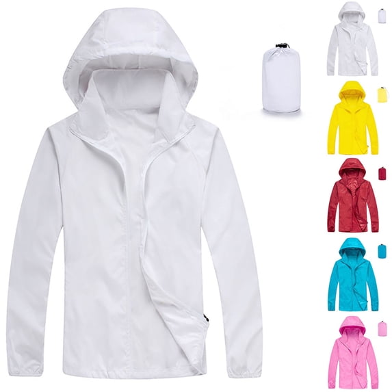 BXINGOHAI Outdoor Packable Rain Jacket Women Lightweight Waterproof Raincoat with Hood Cycling Bike Jacket Sky Blue L
