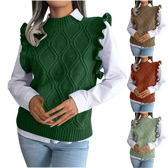 BXINGOHAI Oversized Sweater Vest for Women Sleeveless Solid Color Loose Pullover Sweater Bronze,2XL