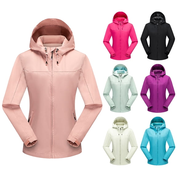 BXINGOHAI Packable Rain Jacket Women Waterproof Raincoat for Women Lightweight Hooded Outdoor Windbreaker for Travel Hiking Light Blue 2XL