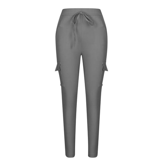 BXINGOHAI Plus Size Cargo Pants for Women Multi Pocket Pants Casual Drawstring Work Pants Outdoor Running Workout Long Pants Today Gray,M