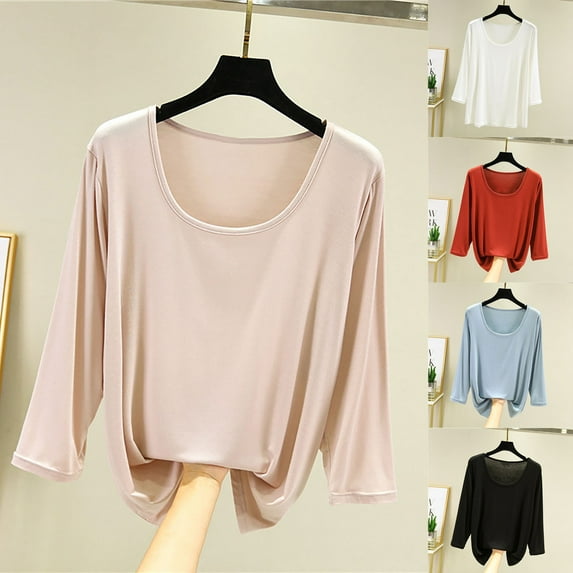 BXINGOHAI Plus Size Tops for Women 3/4 Sleeve Shirts Crewneck Blouse Casual Henley Tops XL