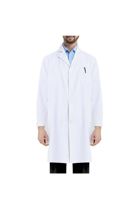 Professional Lab Coat for Men Long Sleeve Poly Medical Coat Today White,XL