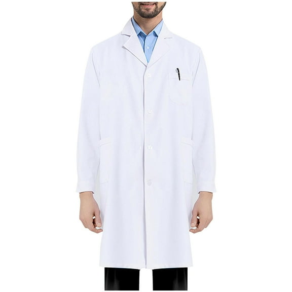 BXINGOHAI Professional Lab Coat for Men Long Sleeve Poly Medical Coat Today Sales White,M