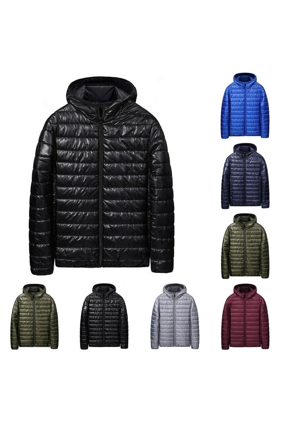 Puffer Jacket for Men Winter Warm Winter Lightweight Coat Jacket Today Black,L
