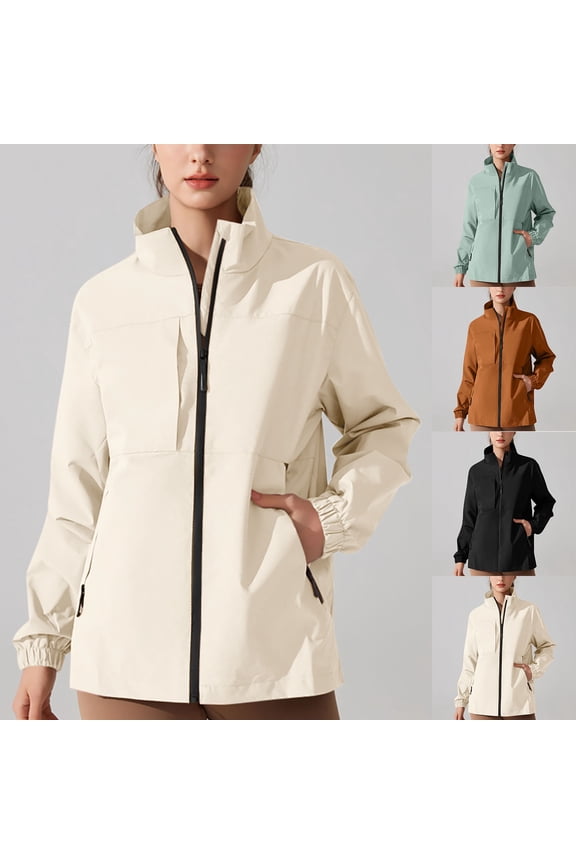 Rain Jacket Women Waterproof Lightweight Rain Jacket With Hood Packable Raincoat with Pockets Brown 4XL