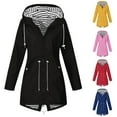 thumbnail image 1 of BXINGOHAI Rain Jacket Women Waterproof Long Lightweight Raincoat Hooded Windbreaker Outdoor Trench Coat Red 2XL, 1 of 5