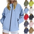 thumbnail image 1 of BXINGOHAI Rain Jacket Women with Hooded Lightweight Waterproof Raincoats Packable Zipper Pockets Windbreakers Navy 2XL, 1 of 8