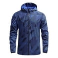 thumbnail image 1 of BXINGOHAI Rain Jackets for Men Zip Up Long Sleeve Hooded Lightweight Waterproof Windbreakers Coats 2024 Fashion Clothes With Pockets Today Sales Blue,M, 1 of 5