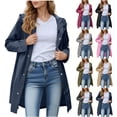 thumbnail image 1 of BXINGOHAI Raincoat Women Waterproof Long Hooded Rain Jacket Trench Coats Windbreaker Travel Jacket Navy M, 1 of 7
