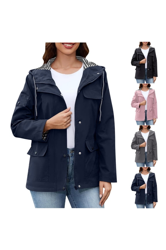 I Raincoat Women Waterproof Long Hooded Trench Coats Lined Windbreaker Travel Jacket Pink 2XL