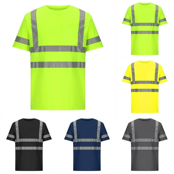 BXINGOHAI Safety Shirt High Visibility Reflective Shirt Short Sleeve Construction Work Wear for Men Today Sales Dark Gray,M