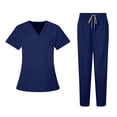 thumbnail image 1 of BXINGOHAI Scrubs for Women Set V-Neck Pocket Top Drawstring Jogger Scrub Pants Stretch Nursing Scrubs Set Uniform Navy XL, 1 of 7