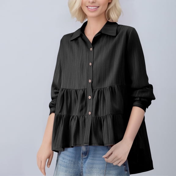 BXINGOHAI Shirts for Women Trendy Button Down Long Sleeve Shirts Dressy Causal Summer Loose Fit Tops with Pockets