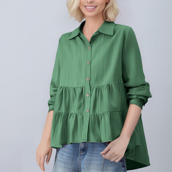 BXINGOHAI Shirts for Women Trendy Button Down Long Sleeve Shirts Dressy Causal Summer Loose Fit Tops with Pockets