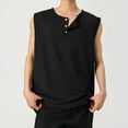 thumbnail image 1 of BXINGOHAI Sleeveless Beach Shirts for Men Summer Casual Tank Top Button Down Henley T-Shirts Black,L, 1 of 6