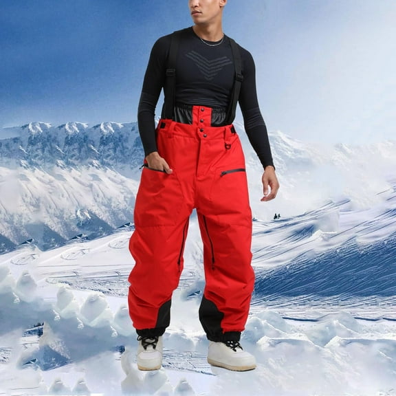 BXINGOHAI Snow Women Men Ski Bibs Snowboard Pants Snow Bibs Overalls Waterproof Windproof Insulated Winter Sport Warm Today Red,2XL
