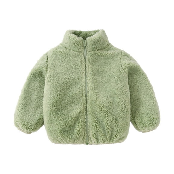 BXINGOHAI Soft Fleece Jacket Coat for Baby Boys Girls Toddler Baby Grils Fleece Outwear Boys Zipper Solid-Color Thick Kids Warm Coat Today Green,1-2 Years