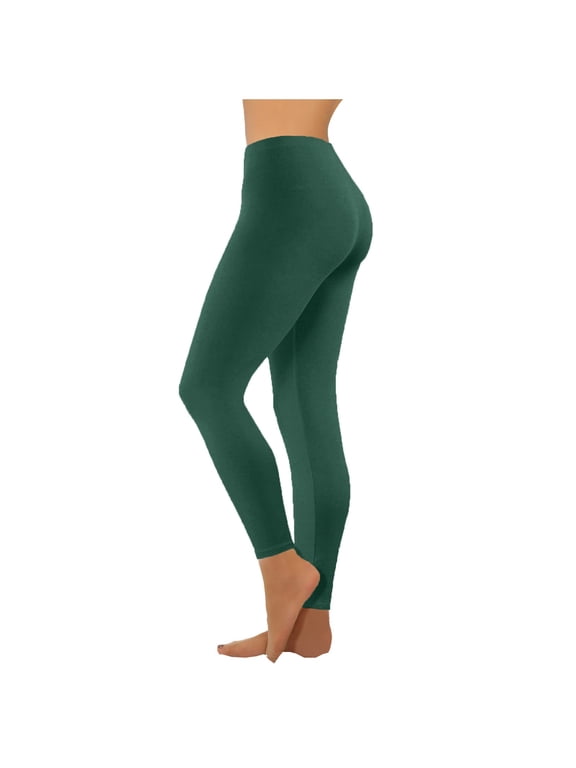 Solid Leggings for Women High Waisted Yoga Pants Stretch Compression Pant Athletic Workout Pants Army Green,M