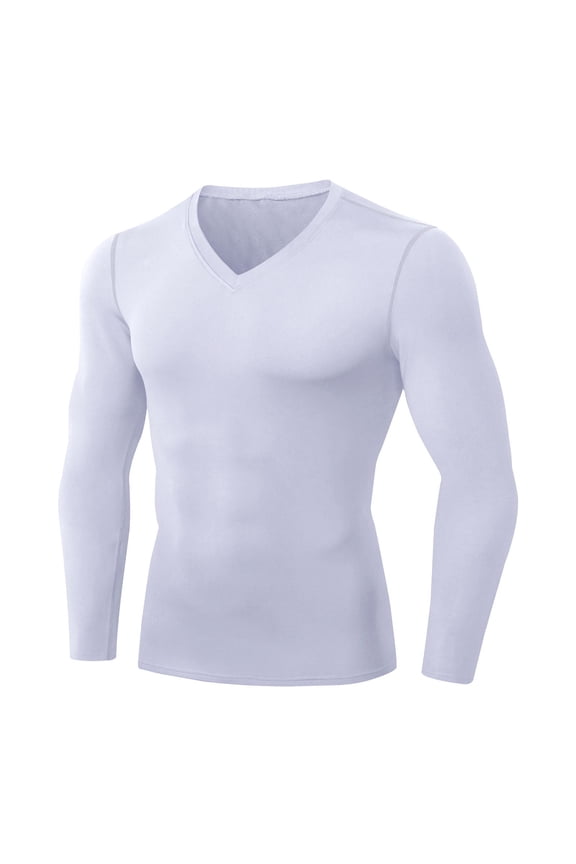 Sport Sweatshirt For Men Quick Dry Pullover Tops Fitness Long Sleeve V Neck Shirts Outdoor Running Workout Sweatshirts White,XL