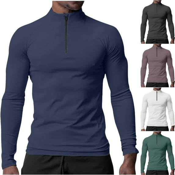 BXINGOHAI Sportswear Men's Light Weight Wicking Knit 1/4 Zip Pullover - Athletic Performance and Comfort Wear Dark Gray XL