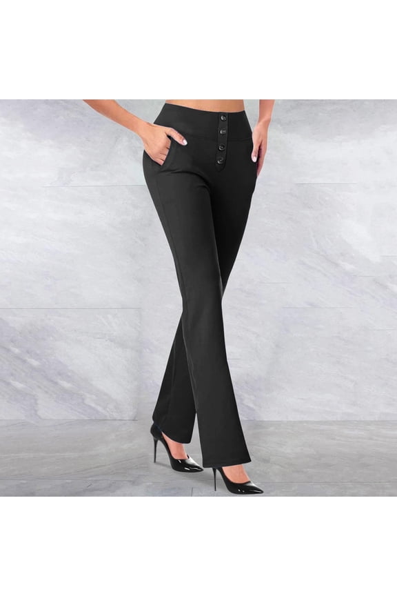 Stretch Dress Pants Plus Size for Women Pull-on Pant Comfort Office Pant Black XL