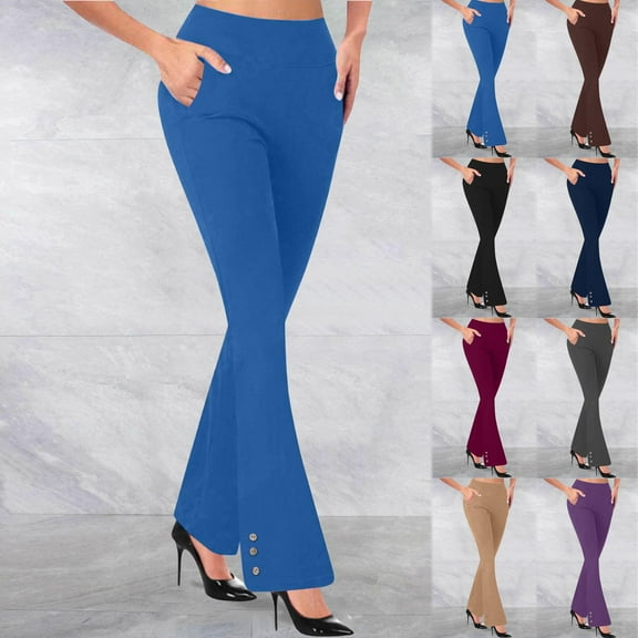 BXINGOHAI Stretchy Work Pants for Women Pull on Dress Pants for Women High Waitsted Business Casual Pants with 2 Pockets Coffee 2XL