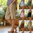 thumbnail image 1 of BXINGOHAI Summer Lounge Shorts for Women Fashion Linen Wide Leg Flowy Comfy Pants Wine M, 1 of 6