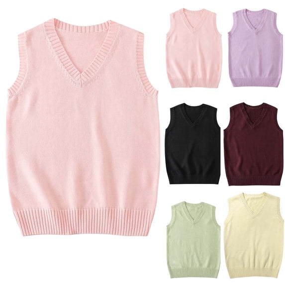 BXINGOHAI Sweater Vest Women Sleeveless V Neck Oversized Pullover Knitted Tops Fall Outfits Black,XL