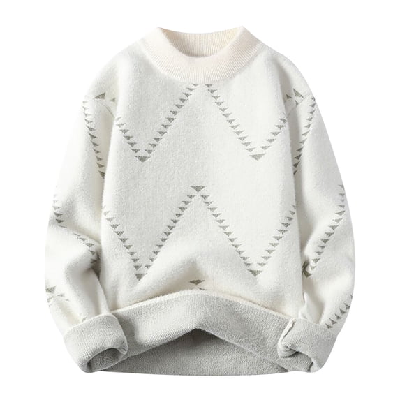BXINGOHAI Sweater for men color block Knitted Sweaters Round Crewneck long sleeve Sweaters Fall Winter Pullover Tops White,L