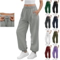 thumbnail image 1 of BXINGOHAI Sweatpants Women Fall Fashion Baggy Joggers Workout Lounge Lightweight Comfy High Waisted Athletic Sweat Pants Purple 2XL, 1 of 8