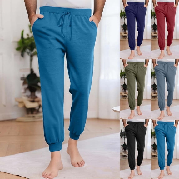 BXINGOHAI Sweatpants for Men Tapered Mens Joggers Pants with Pockets Slim Fit Workout Running Gym Sweat Pants Blue L
