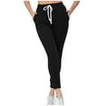 thumbnail image 1 of BXINGOHAI Sweatpants for Women With Pockets Elastic Waist Yoga Joggers Workout Casual Lounge Pants With Drawstring Black,XXL, 1 of 6