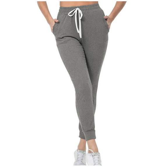 BXINGOHAI Sweatpants for Women With Pockets Elastic Waist Yoga Joggers Workout Casual Lounge Pants With Drawstring Today Sales Gray,L