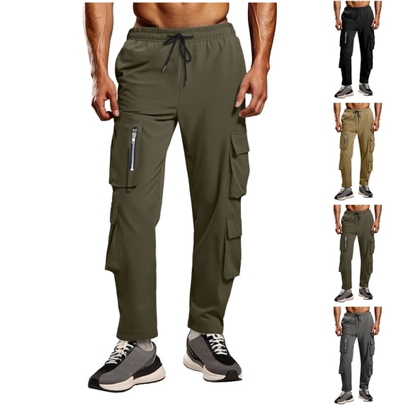 BXINGOHAI Tactical Pants for Men Hiking Cargo Pants Multi Pockets Stretch Waterproof Work Pants Dark Gray M