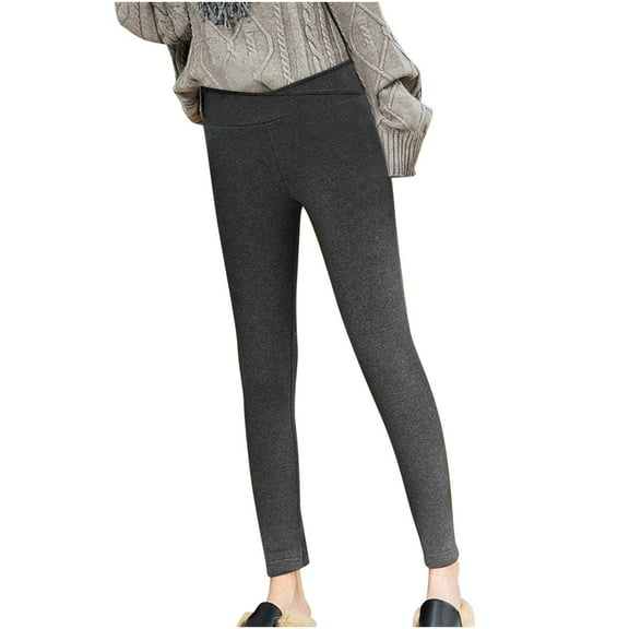 BXINGOHAI Thermal Fleece Lined Women's Leggings High Waisted Tummy Control Legging Warm Fall Winter Yoga Pants Athletic Active Workout Pants Today Sales Dark Gray,XXL