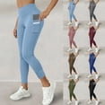 thumbnail image 1 of BXINGOHAI Thick High Waist Yoga Pants with Pockets, Tummy Control Workout Running Yoga Leggings for Women Black L, 1 of 7
