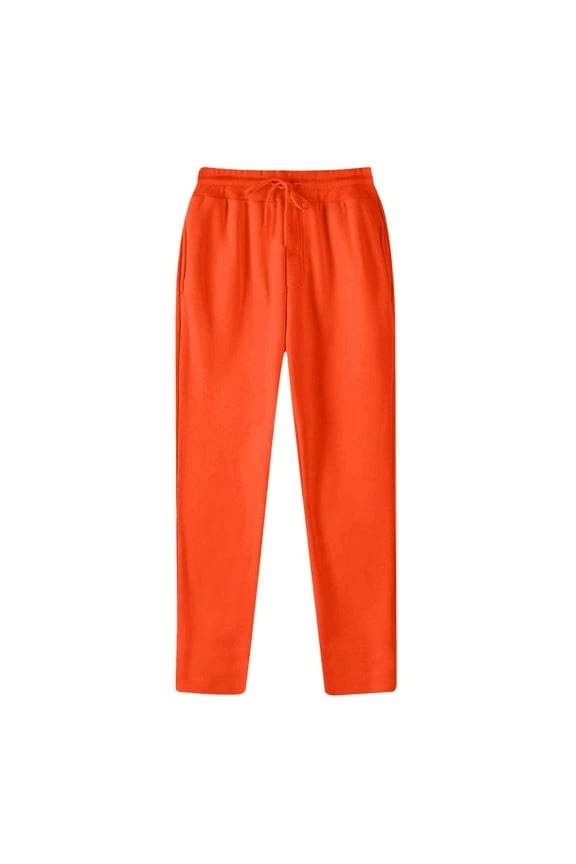 Thin Fleece Sweatpants for Men Fashion Drawstring Jogger Pants Lightweight Loose Fit Workout Pants 2024 Outdoor Running Pants Orange,L