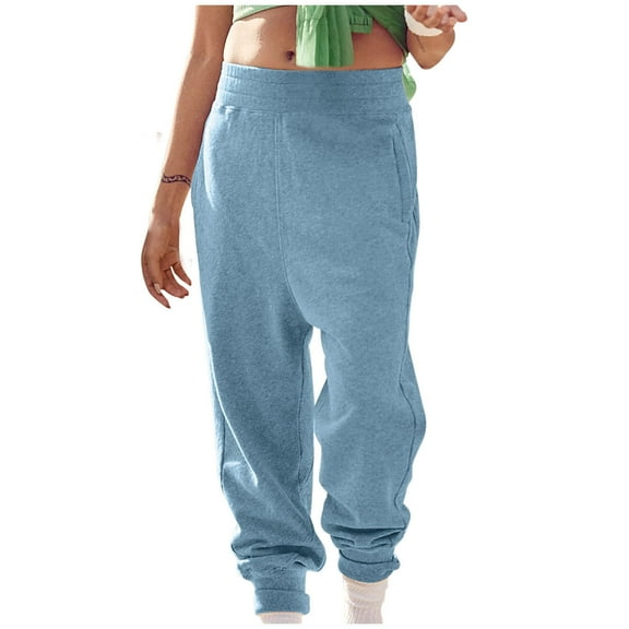 BXINGOHAI Thin Fleece Sweatpants for Women Casual Elastic Waist Jogger Pants Fall Winter Sweatpant Tapered Pant Today Light Blue,XL