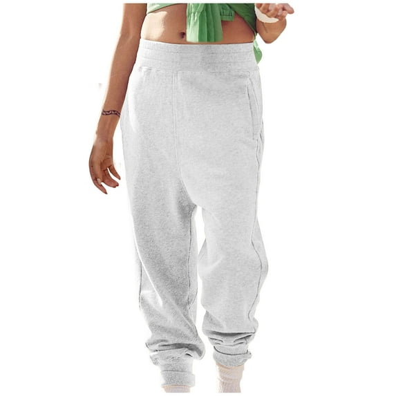 BXINGOHAI Thin Fleece Sweatpants for Women Casual Elastic Waist Jogger Pants Fall Winter Sweatpant Tapered Pant Today Deals White,XL