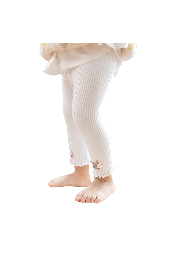 Toddler Baby Knit Leggings Tight Ankle Pants Fall Winter Elastic Medium-Sized Outerwear Pants under 5 White,12 Month