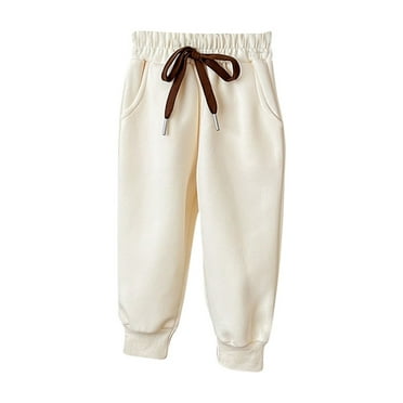 BXINGOHAI Toddler Boys Girls Joggers Sweatpants Kids Cotton Pull-On Athletic Pants With Drawstring Elastic Waistband Taperd Pants Fall Savings Beige,100