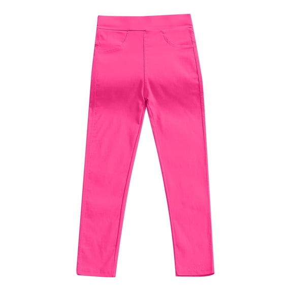 BXINGOHAI Toddler Girls Cotton Leggings Little Girl Stretchy Full Length Trousers Kids Soft Comfortable Stretchy Tights Pants under 5 Hot Pink,7-8 Years