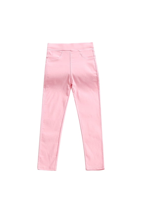 Toddler Girls Cotton Leggings Little Girl Stretchy Full Length Trousers Kids Soft Comfortable Stretchy Tights Pants under 5 Pink,6-7 Years